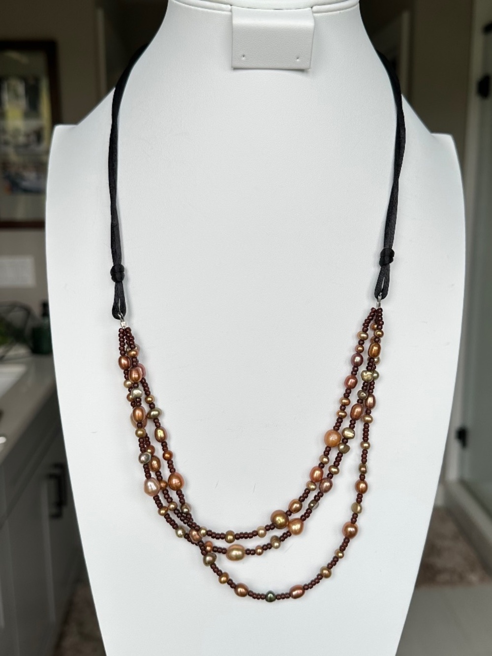 NWT Peyote Bird Free Spirit 28" Multi-Strand Pearl Silk Cord Necklace